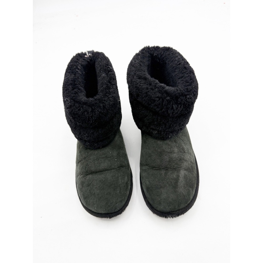 UGG Fluff Mini Quilted Black Sheepskin Boots 1103612K Kids 4 Women 5